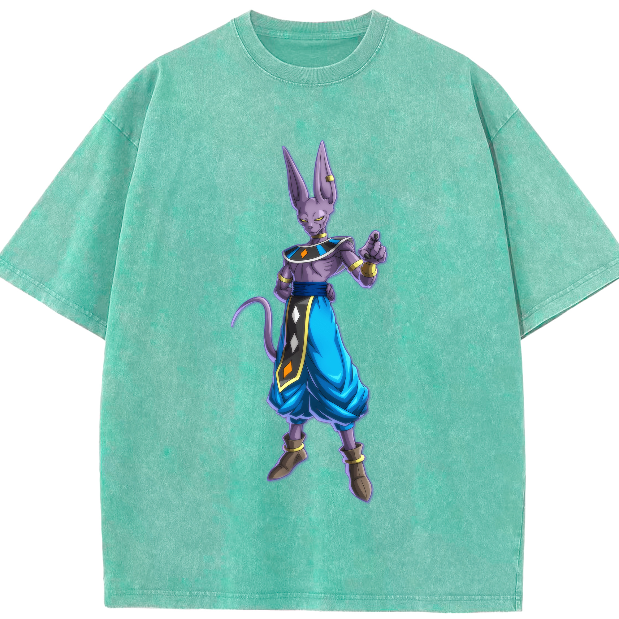 （画像用） ドラゴンボール ビルス 破壊神ビルス DRAGON BALL Beerus Birusu 綿100% ヴィンテージ風 半袖Tシャツ（フロントプリント）